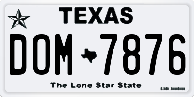 TX license plate DOM7876
