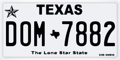 TX license plate DOM7882