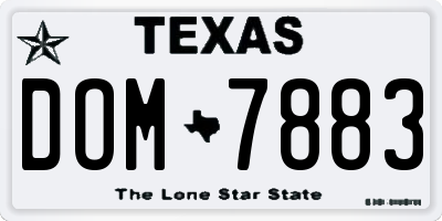 TX license plate DOM7883