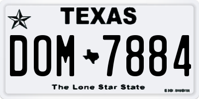 TX license plate DOM7884