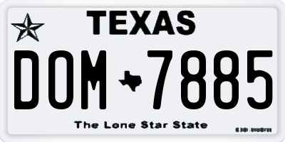 TX license plate DOM7885