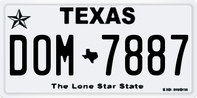 TX license plate DOM7887
