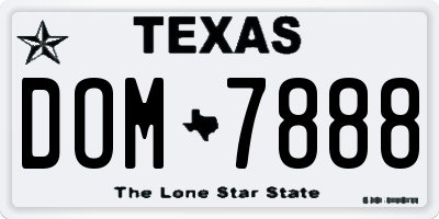 TX license plate DOM7888