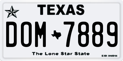 TX license plate DOM7889