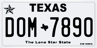 TX license plate DOM7890