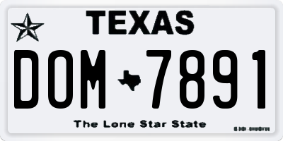 TX license plate DOM7891