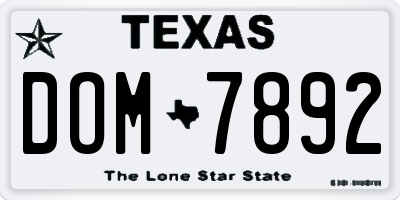 TX license plate DOM7892