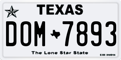 TX license plate DOM7893