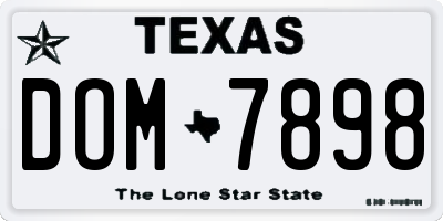 TX license plate DOM7898