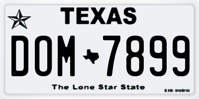 TX license plate DOM7899