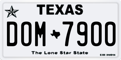 TX license plate DOM7900