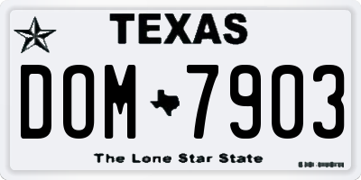 TX license plate DOM7903