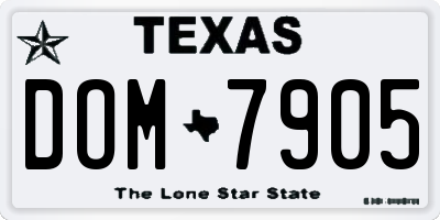 TX license plate DOM7905