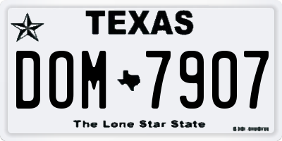 TX license plate DOM7907