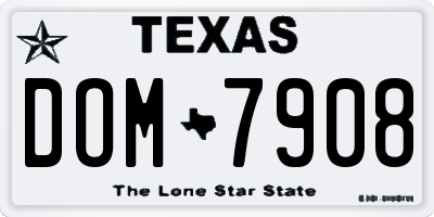 TX license plate DOM7908