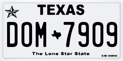 TX license plate DOM7909