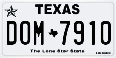 TX license plate DOM7910