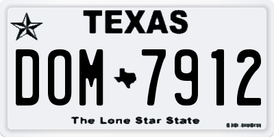 TX license plate DOM7912