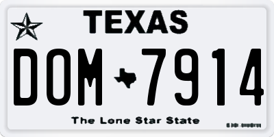 TX license plate DOM7914