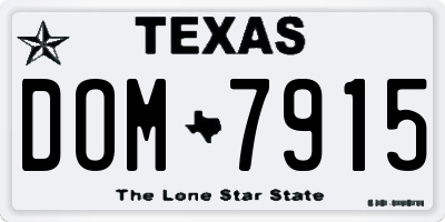 TX license plate DOM7915
