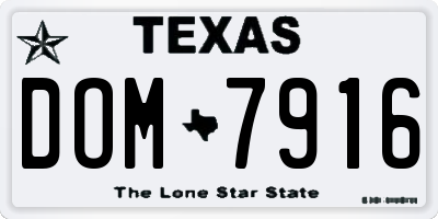 TX license plate DOM7916