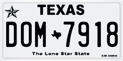 TX license plate DOM7918