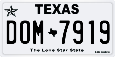 TX license plate DOM7919