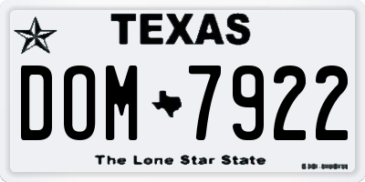 TX license plate DOM7922