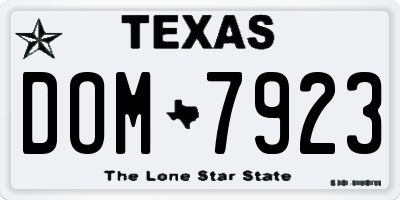 TX license plate DOM7923