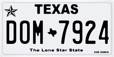 TX license plate DOM7924