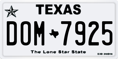 TX license plate DOM7925
