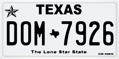 TX license plate DOM7926