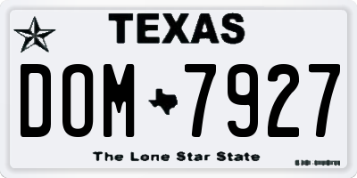 TX license plate DOM7927