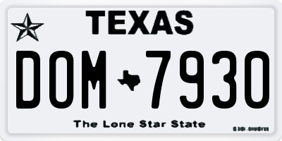 TX license plate DOM7930