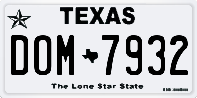 TX license plate DOM7932
