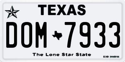 TX license plate DOM7933