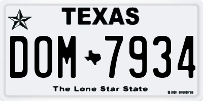 TX license plate DOM7934