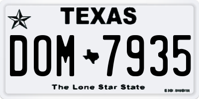 TX license plate DOM7935