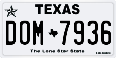 TX license plate DOM7936