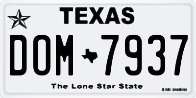 TX license plate DOM7937
