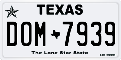 TX license plate DOM7939