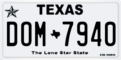 TX license plate DOM7940