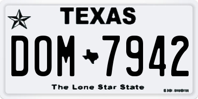 TX license plate DOM7942