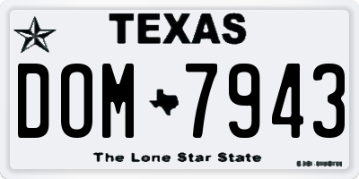 TX license plate DOM7943