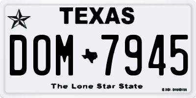 TX license plate DOM7945