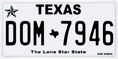 TX license plate DOM7946