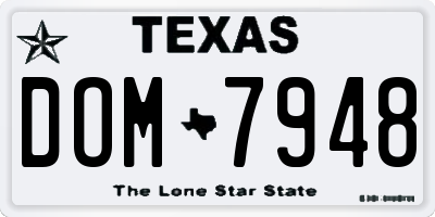 TX license plate DOM7948