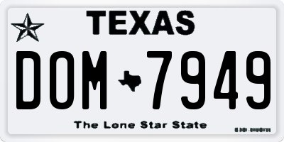 TX license plate DOM7949