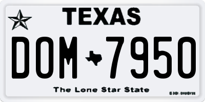 TX license plate DOM7950