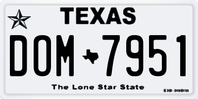 TX license plate DOM7951